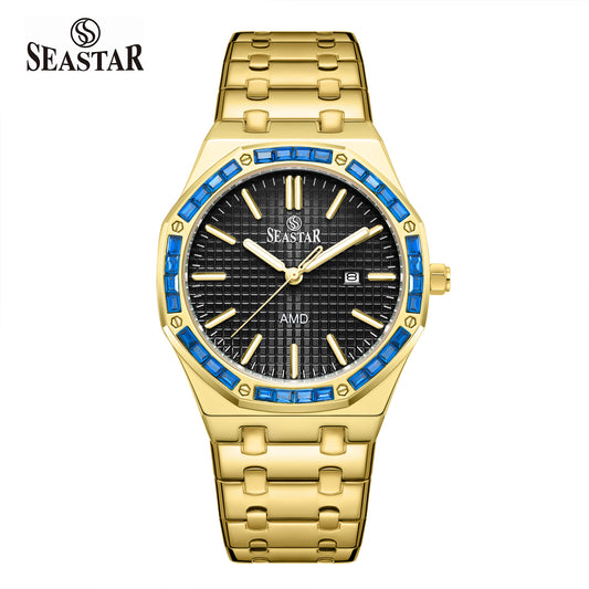 SEASTAR 2464M Men's Stainless Steel Golden Watch