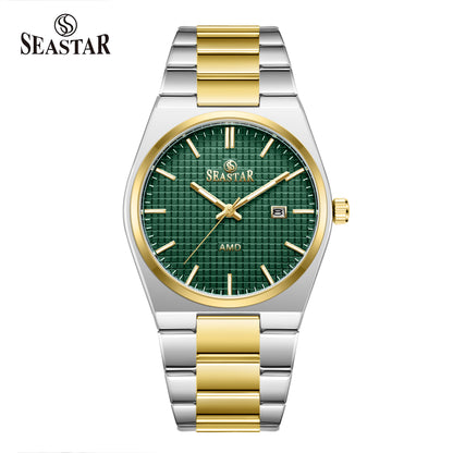 Seastar Checkered Dial Stainless Steel Men's Watch 1500