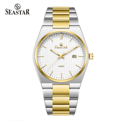 Seastar Checkered Dial Stainless Steel Men's Watch 1500