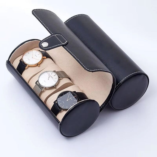 Portable Vintage Leather Display Collection Storage 3 Grids Watch Organizer Box