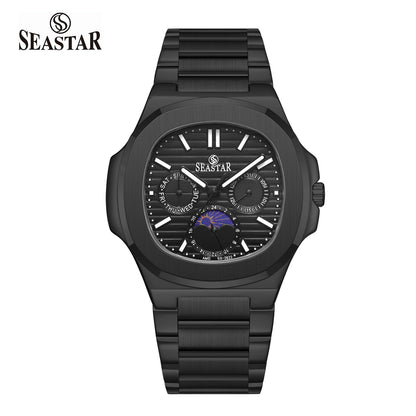 Seastar SS-2622M – Men’s Analog Stainless Steel Chain Watch with Moonphase Dial