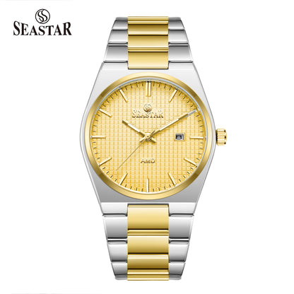 Seastar Checkered Dial Stainless Steel Men's Watch 1500