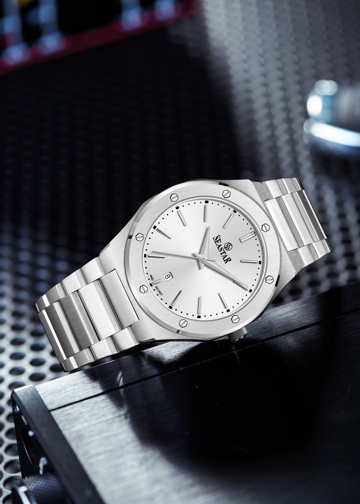 Seastar SS-2503M Luxury  Octagonal Bezel Stainless Steel Men's Watch