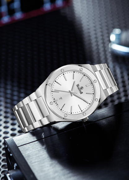 Seastar SS-2503M Luxury  Octagonal Bezel Stainless Steel Men's Watch