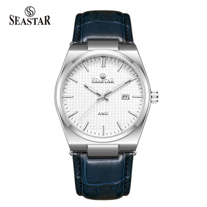 Seastar Checkered Dial Leather Straps Men's Watch 1500