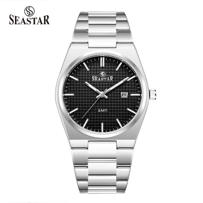 Seastar Checkered Dial Stainless Steel Men's Watch 1500