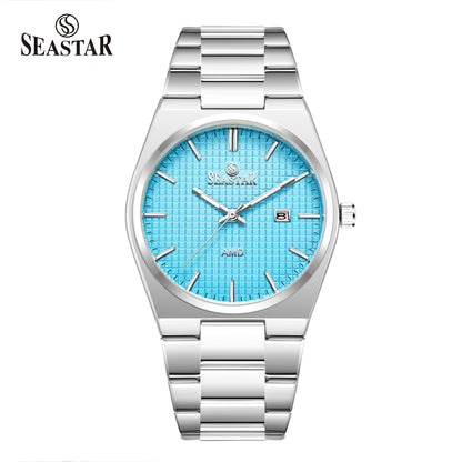 Seastar Checkered Dial Stainless Steel Men's Watch 1500