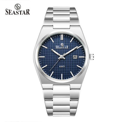 Seastar Checkered Dial Stainless Steel Men's Watch 1500