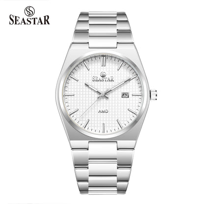 Seastar Checkered Dial Stainless Steel Men's Watch 1500