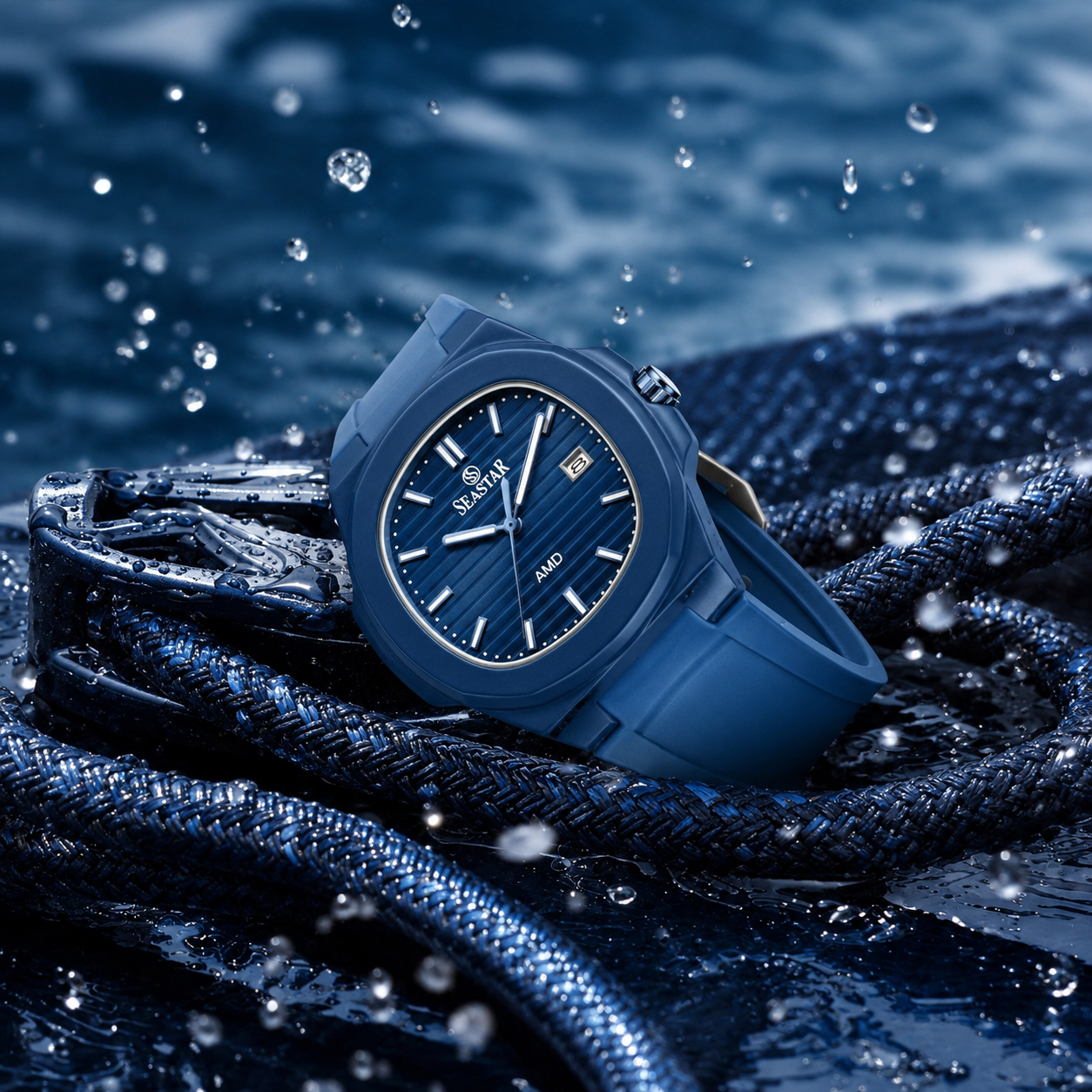 SEASTAR SS-2443M Men's Silicone Strap Analog Watch