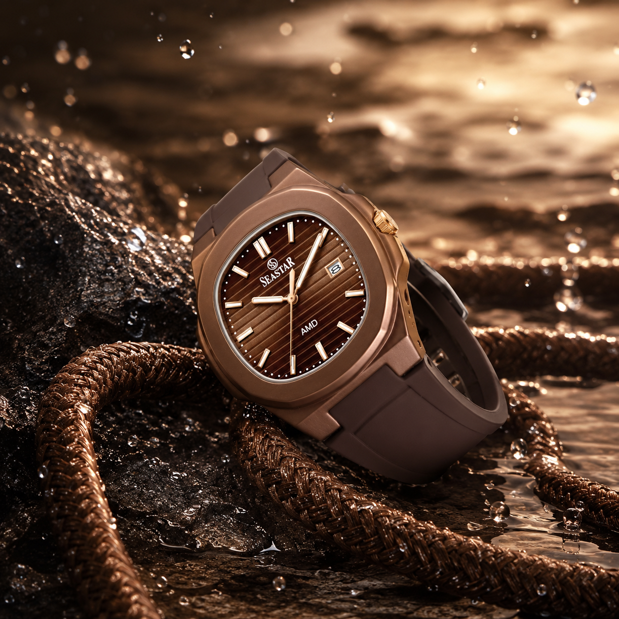 SEASTAR SS-2443M Men's Silicone Strap Analog Watch