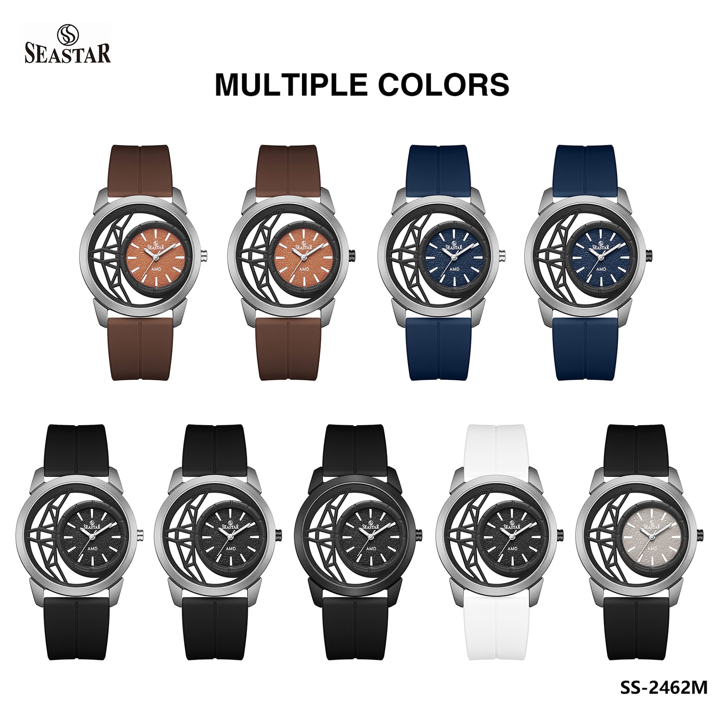 SS-2462M Semi-Skeleton Men's Premium Silicone Straps