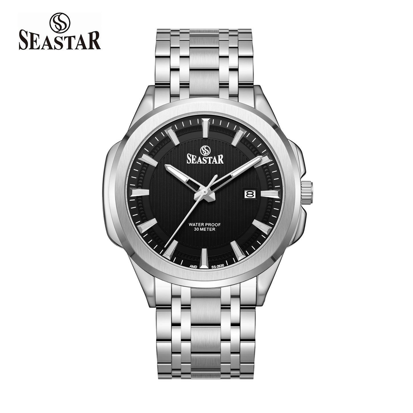 SS-2632M Men's Steel Textured Sunray Dial & Premium Chain