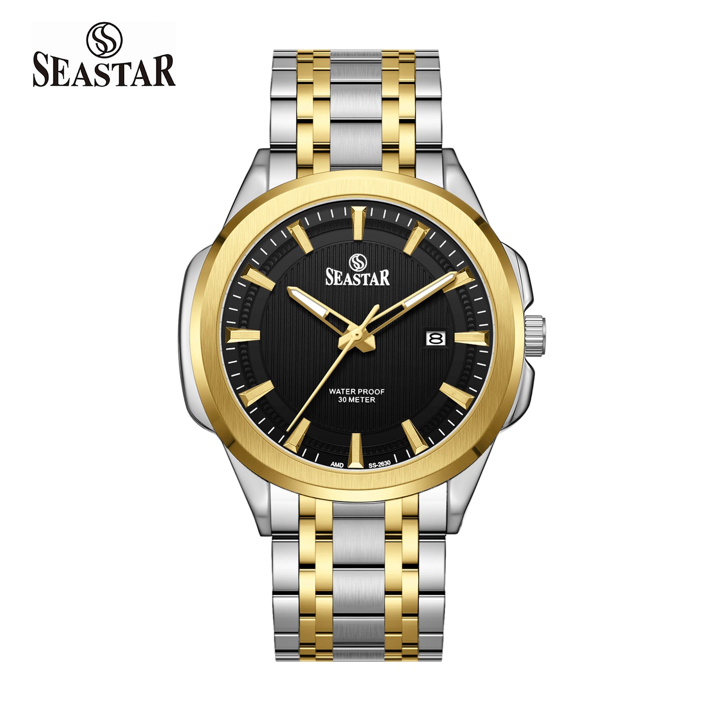SS-2632M Men's Steel Textured Sunray Dial & Premium Chain
