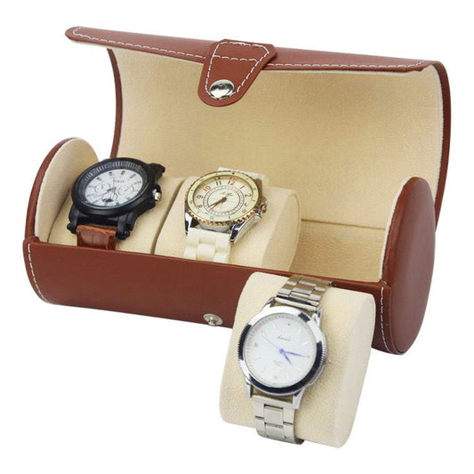 Portable Vintage Leather Display Collection Storage 3 Grids Watch Organizer Box