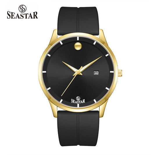 SEASTAR SS-2460M Men’s Watch with Gold Bezel Silicone Strap