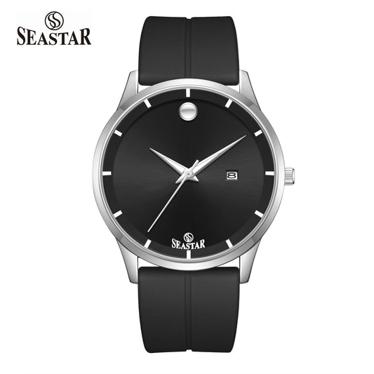 SEASTAR SS-2460M Men’s Watch with Silver Bezel Silicone Strap