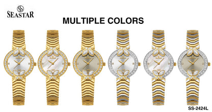 Seastar SS-2424L – Women's Luxury Gold Chain Crystal Dial Watch