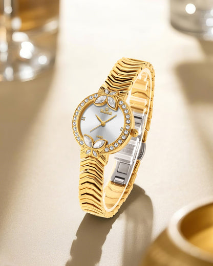 Seastar SS-2424L – Women's Luxury Gold Chain Crystal Dial Watch