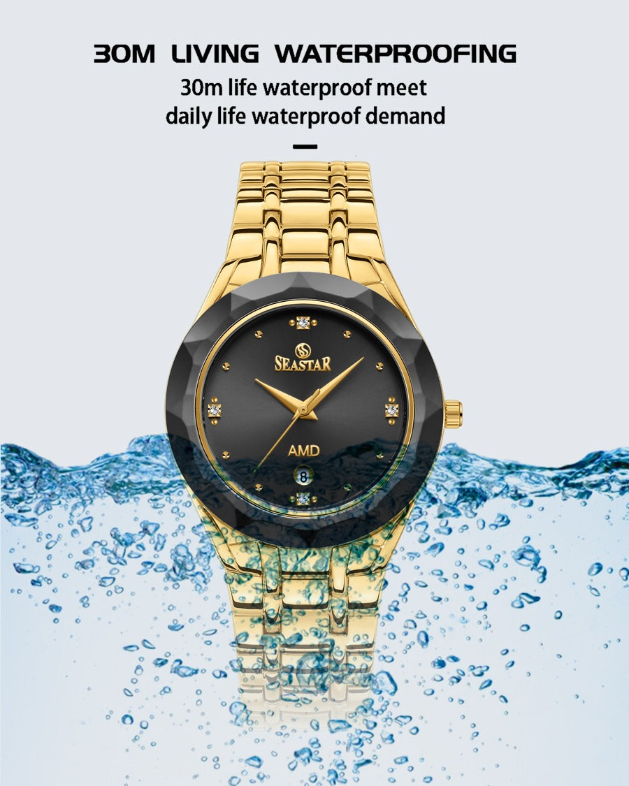 Seastar SS-2404M Men’s Two Tone Crystal Stainless Steel Watch