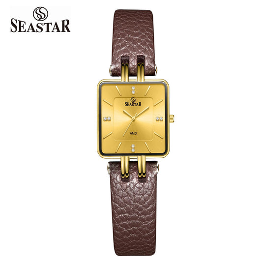 SEASTAR SS-2466M Leather Strap Couple Watch Set
