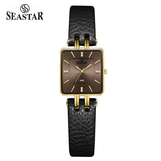 SEASTAR SS-2466M Leather Strap Couple Watch Set