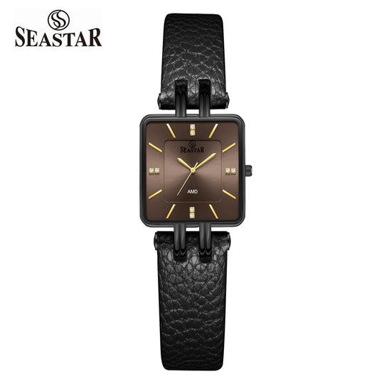 SEASTAR SS-2466M Leather Strap Couple Watch Set