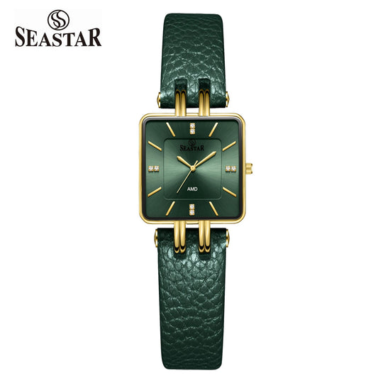 SEASTAR SS-2466M Leather Strap Couple Watch Set