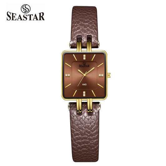 SEASTAR SS-2466M Leather Strap Couple Watch Set