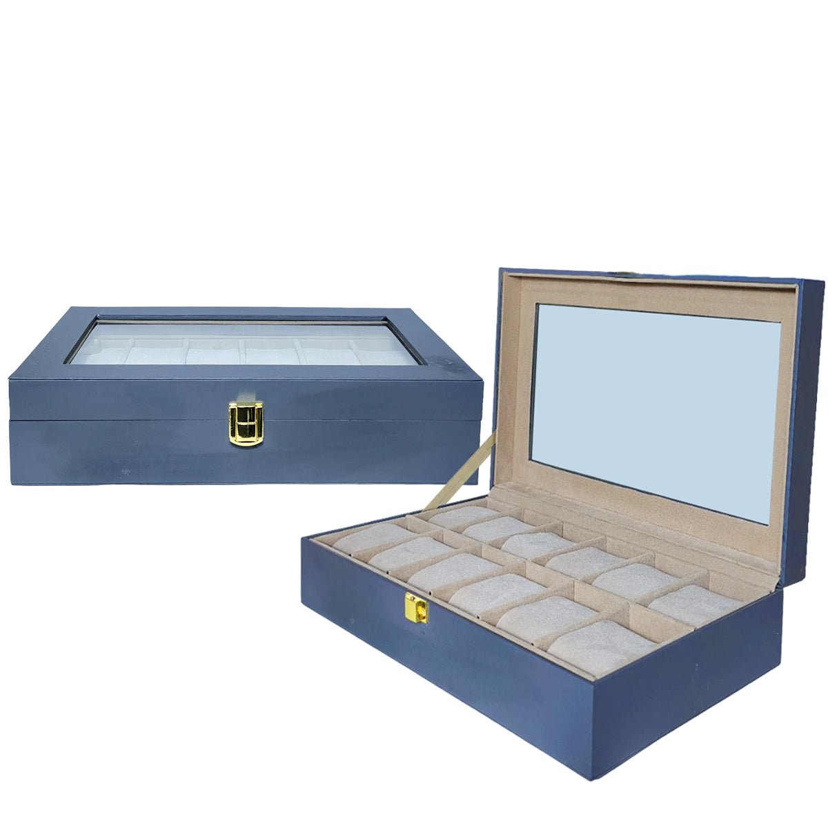 Black PU Leather Display Collection Storage 12 Grids Watch Organizer Box - Seastar Watches-boxes-accessories