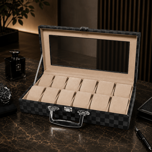 Brand PU Leather Display Collection Storage 12 Grids Watch Organizer Box - Seastar Watches-Seastar Watches-