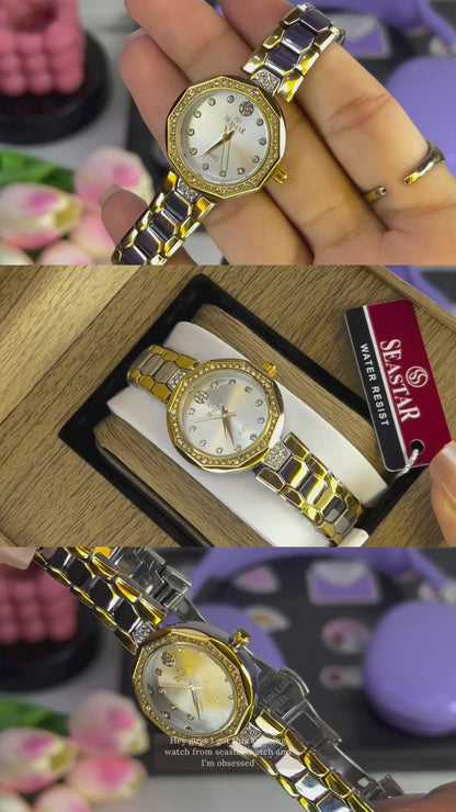 Seastar SS-2427L – Elegant Women's Bracelet Watch with Crystal Accents