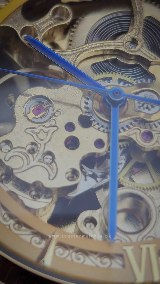 SEASTAR 8222 Automatic Skeleton Design Stainless Steel Chain Men's Watch
