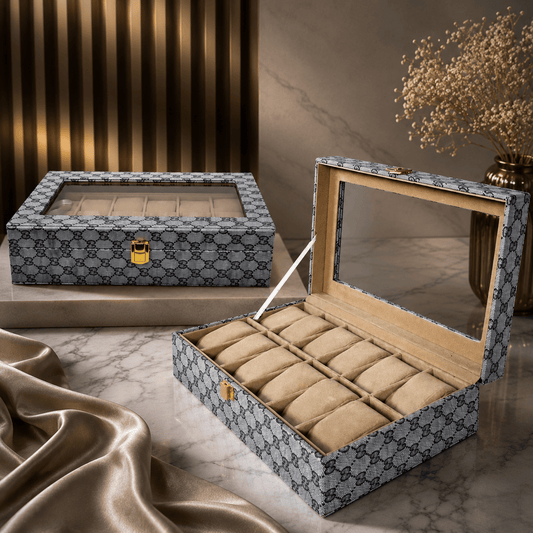 PU Leather Display Collection Storage 12 Grids Watch Organizer Box - Seastar Watches-boxes-accessories