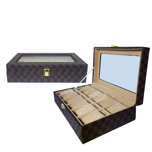 PU Leather Display Collection Storage 12 Grids Watch Organizer Box - Seastar Watches-boxes-accessories