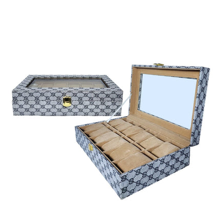 PU Leather Display Collection Storage 12 Grids Watch Organizer Box - Seastar Watches-boxes-accessories