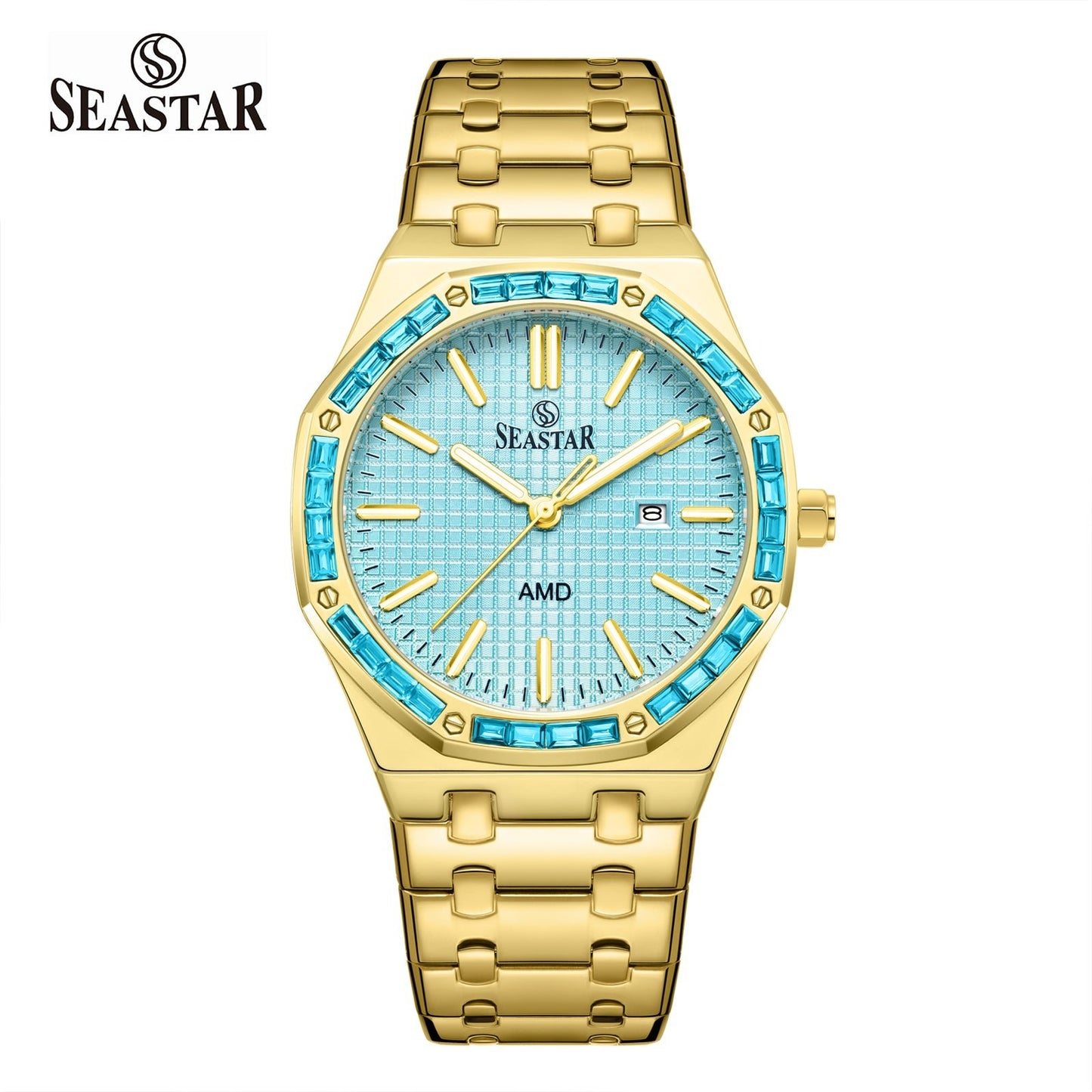 SEASTAR 2464M Men's Stainless Steel Golden Watch - Seastar Watches-Stainless Steel-Seastar Men