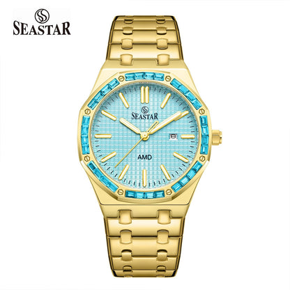 SEASTAR 2464M Men's Stainless Steel Golden Watch - Seastar Watches-Stainless Steel-Seastar Men
