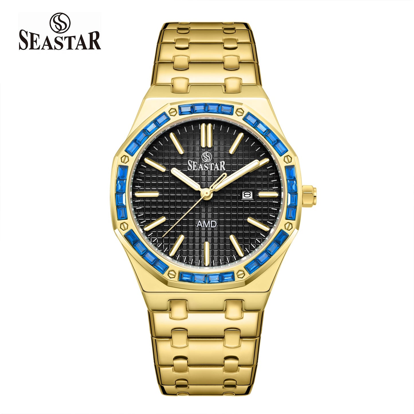 SEASTAR 2464M Men's Stainless Steel Golden Watch - Seastar Watches-Stainless Steel-Seastar Men