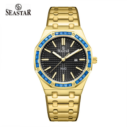SEASTAR 2464M Men's Stainless Steel Golden Watch - Seastar Watches-Stainless Steel-Seastar Men