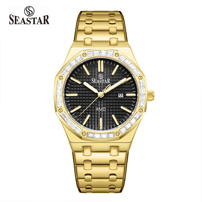 SEASTAR 2464M Men's Stainless Steel Golden Watch - Seastar Watches-Stainless Steel-Seastar Men