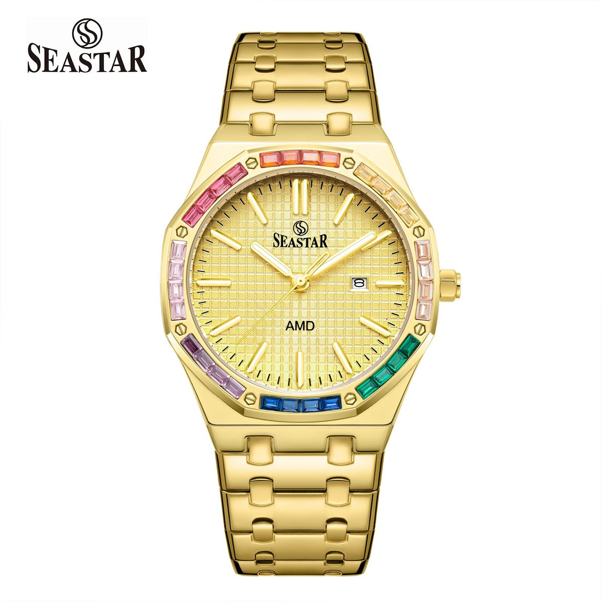 SEASTAR 2464M Men's Stainless Steel Golden Watch - Seastar Watches-Stainless Steel-Seastar Men