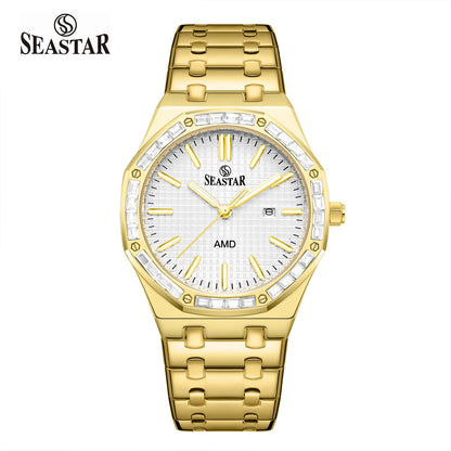 SEASTAR 2464M Men's Stainless Steel Golden Watch - Seastar Watches-Stainless Steel-Seastar Men