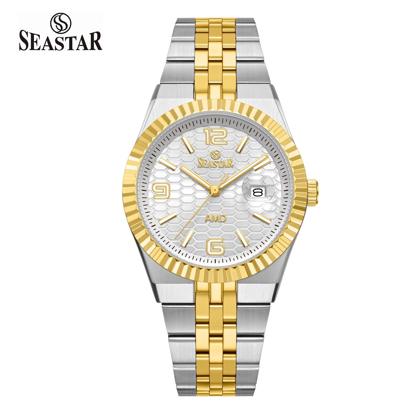 Seastar 2474M Luxury Stainless Steel Circular Texture Mens Watch - Seastar Watches-Stainless Steel-Seastar Men