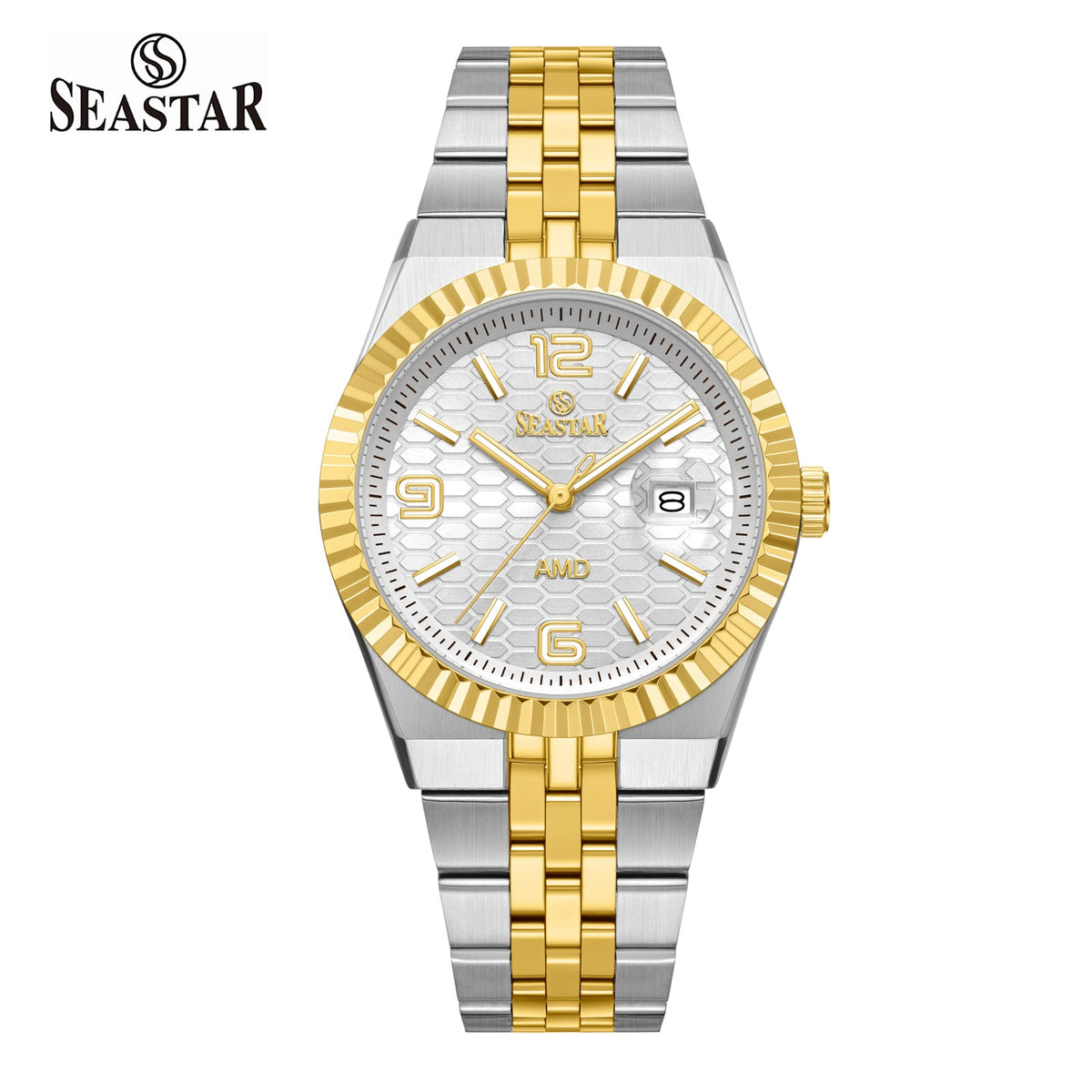 Seastar 2474M Luxury Stainless Steel Circular Texture Mens Watch - Seastar Watches-Stainless Steel-Seastar Men