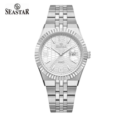 Seastar 2474M Luxury Stainless Steel Circular Texture Mens Watch - Seastar Watches-Stainless Steel-Seastar Men