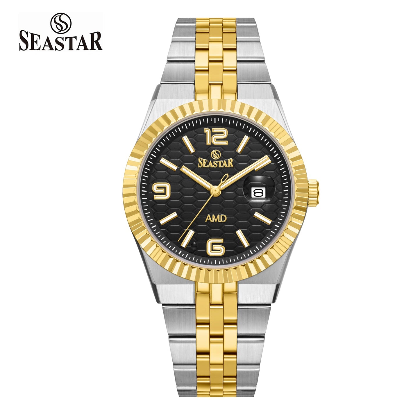 Seastar 2474M Luxury Stainless Steel Circular Texture Mens Watch - Seastar Watches-Stainless Steel-Seastar Men