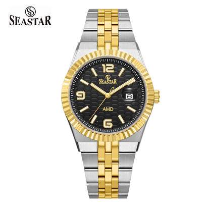 Seastar 2474M Luxury Stainless Steel Circular Texture Mens Watch - Seastar Watches-Stainless Steel-Seastar Men