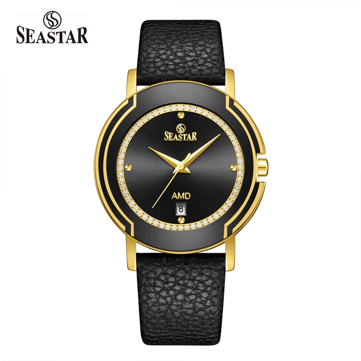 Seastar 2483M Leather Strap Elegant Analog Design Watch for Men - Seastar Watches-Leather-Seastar Men