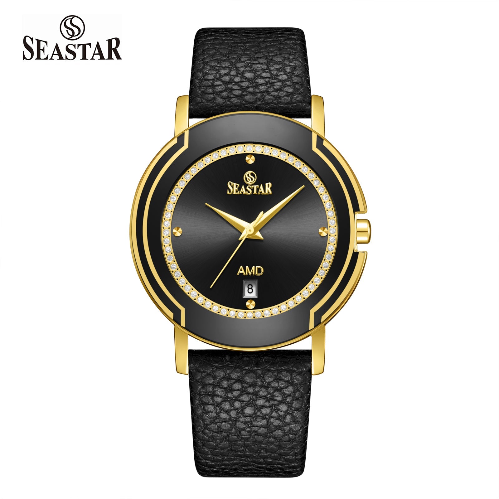 Seastar 2483M Leather Strap Elegant Analog Design Watch for Men - Seastar Watches-Leather-Seastar Men